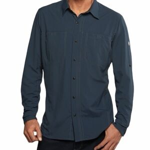 Kuhl Invoke Long Sleeve Men’s Shirt Roll Tab UPF Microfiber Nylon Blue Sz Small